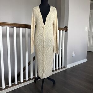 Wildfox Lightweight Golden Duster Button Long Sleeve Cardigan S Boho Beach